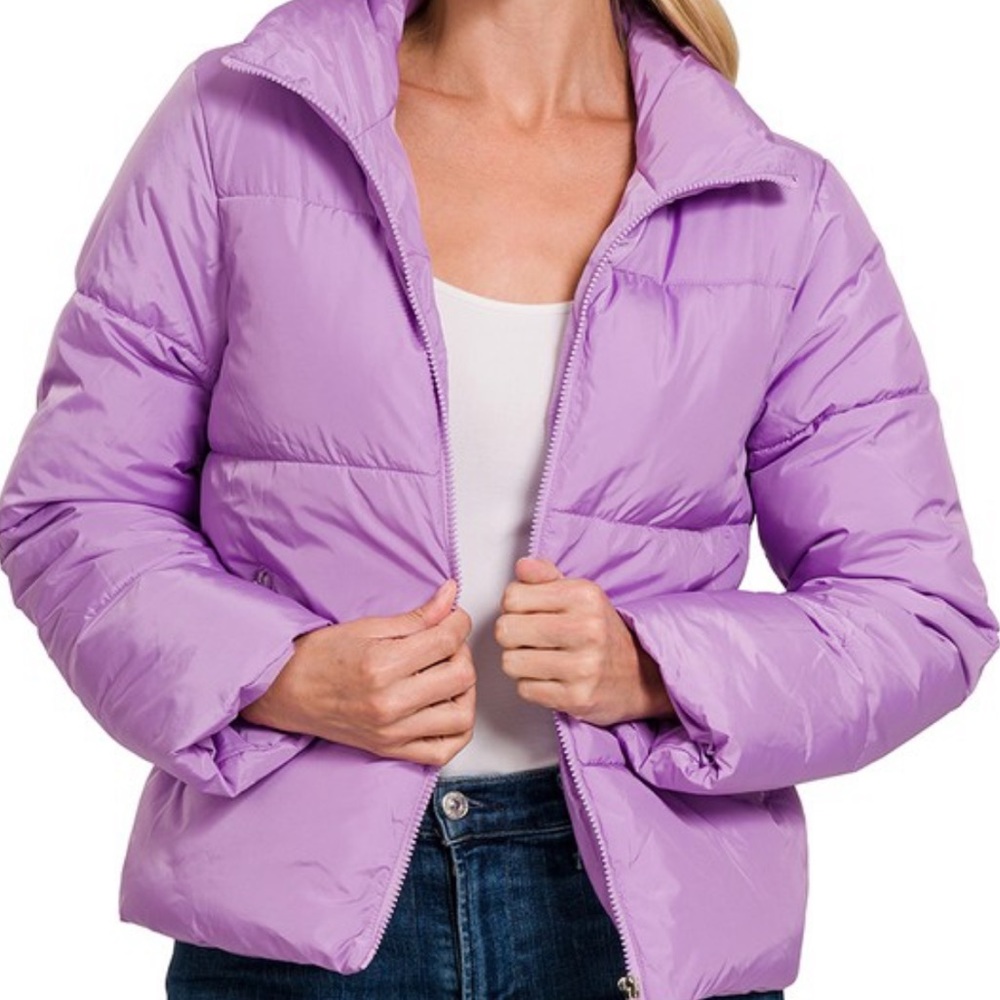 Lavender Zip Front Puffer Jacket NWT - (#0030)